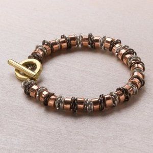 Tri-Tone Beaded Toggle Bracelet